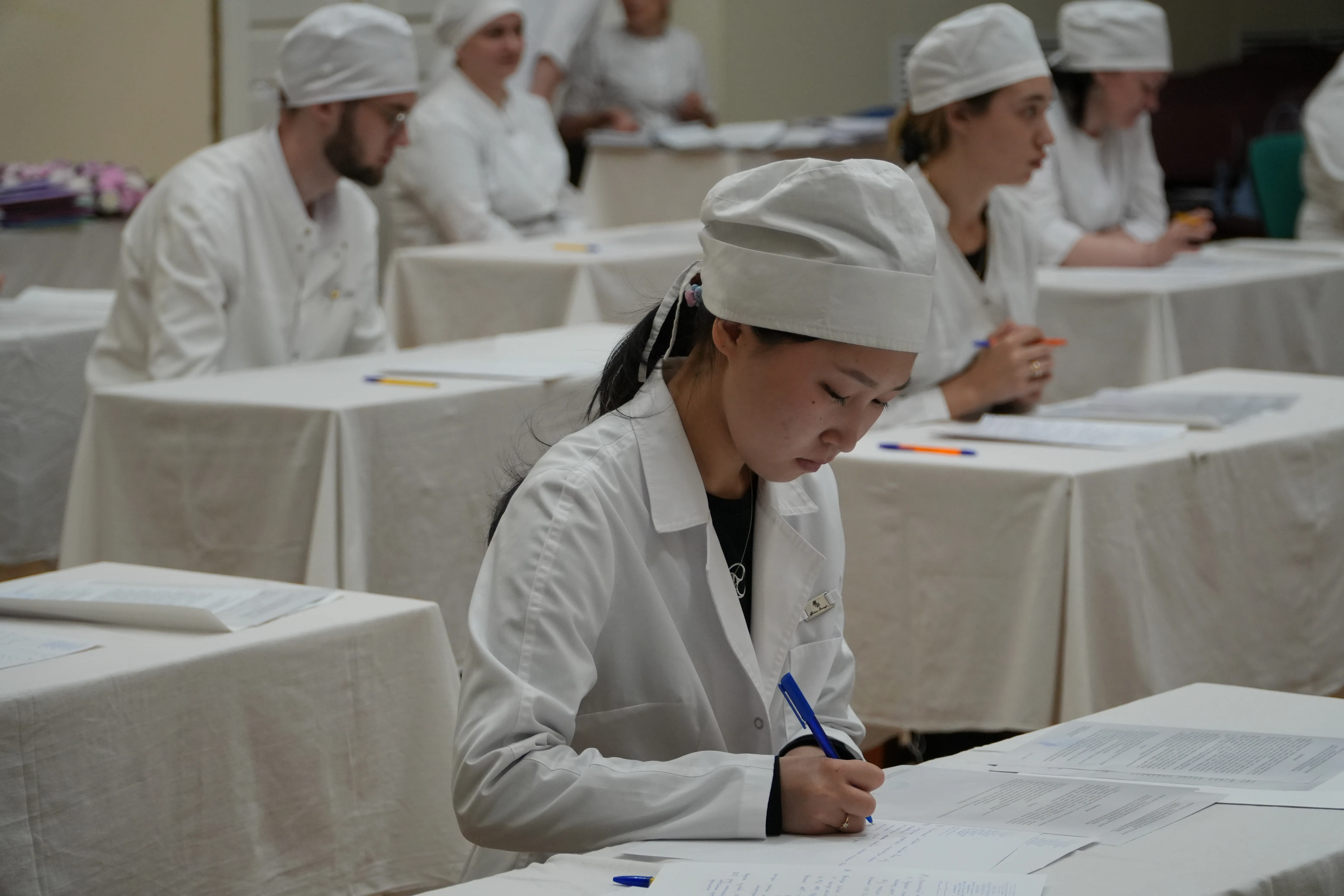 Medical students appearing for state examinations in Russia