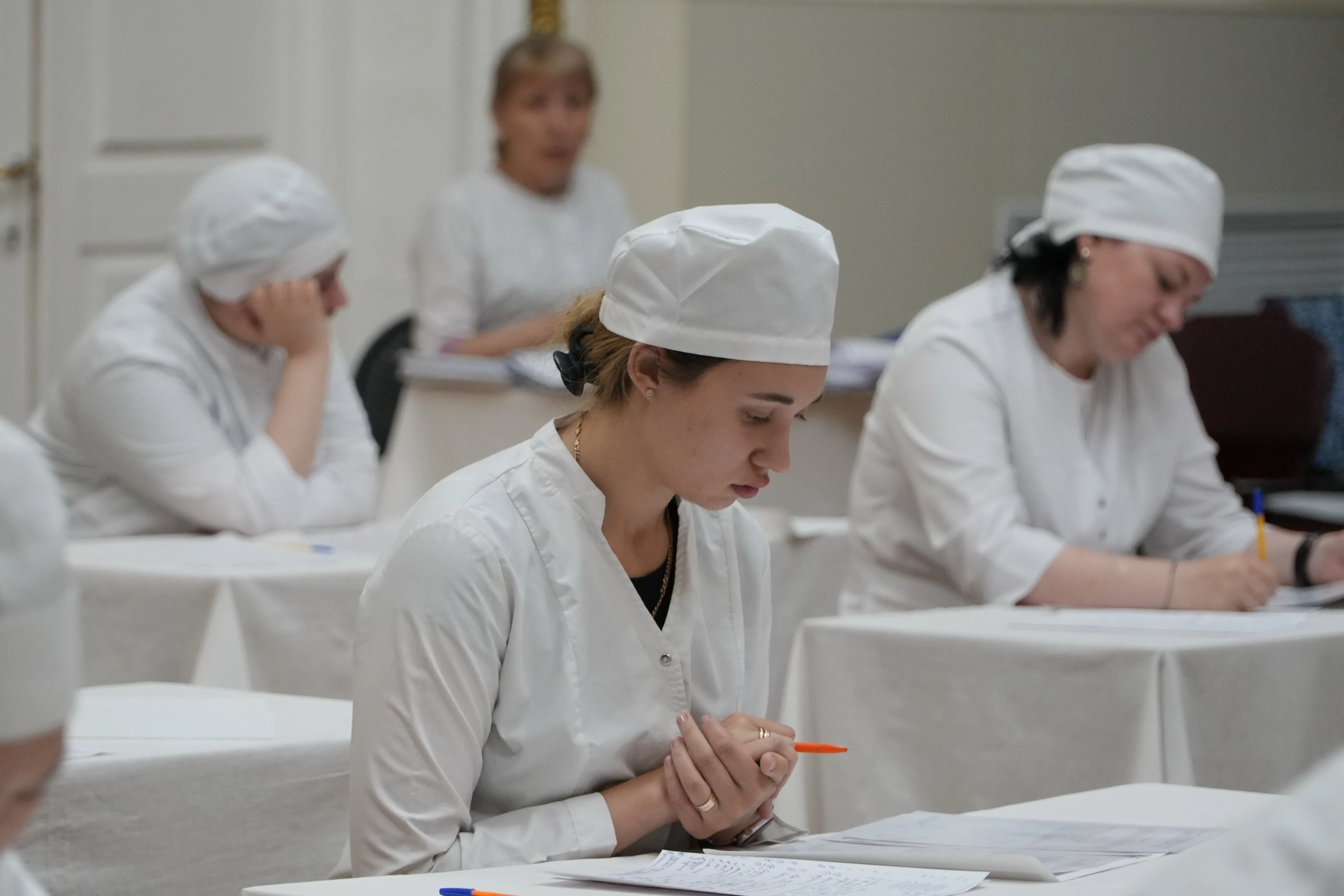 Medical students appearing for state examinations in Russia