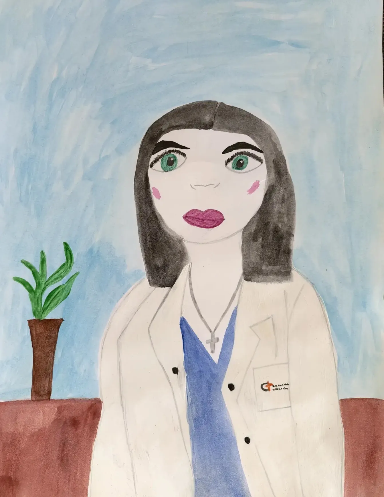 Children expressing respect for doctors through artwork