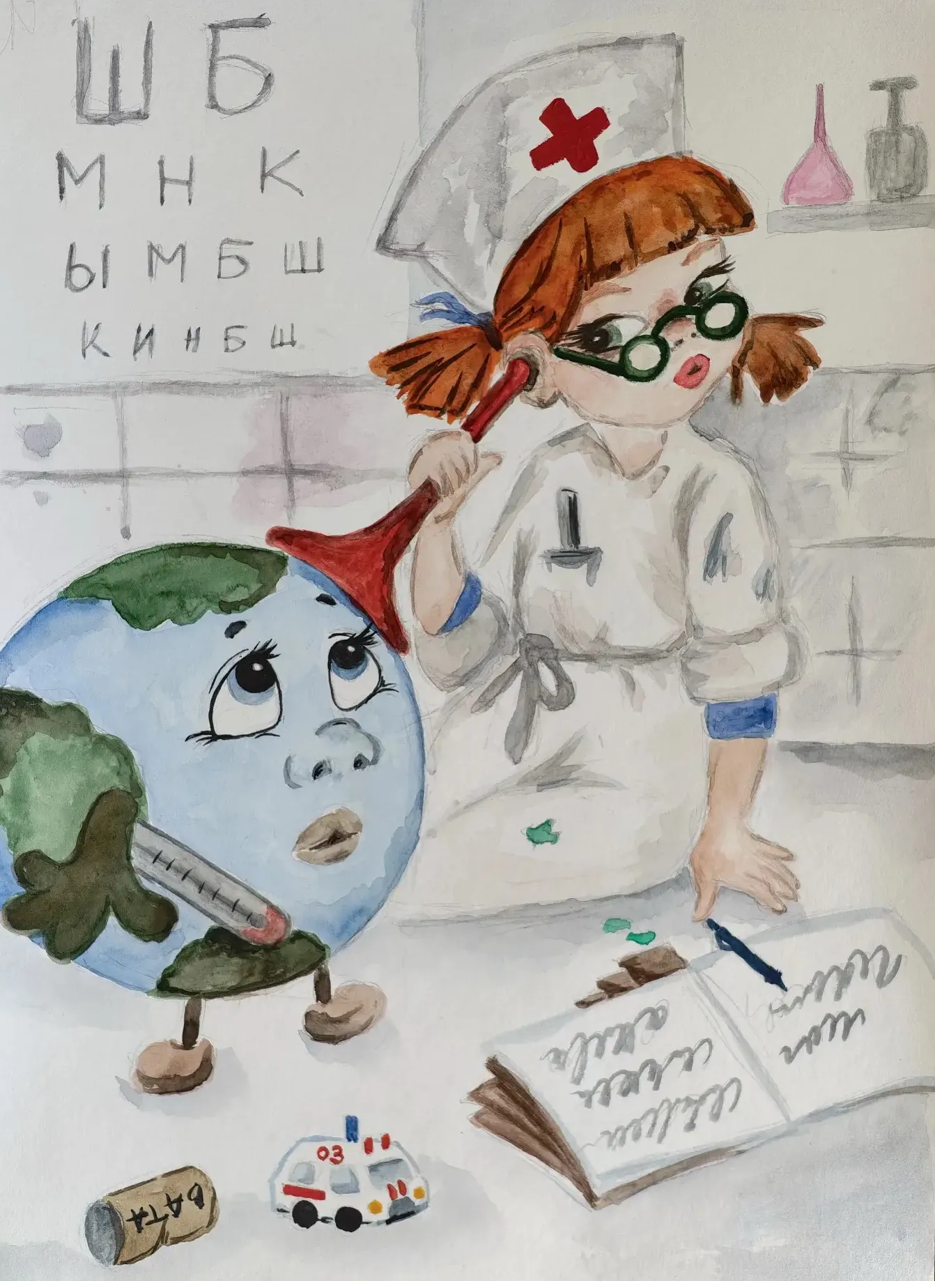 Children's drawing competition on doctors in Russia